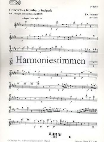 Concerto a tromba principale E-Dur  für Trompete und Orchester  Harmoniestimmen