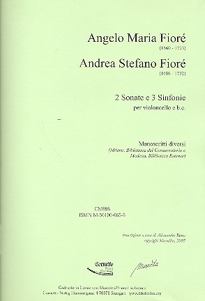 2 Sonate e 3 Sinfonie  per violoncello e Bc  parti