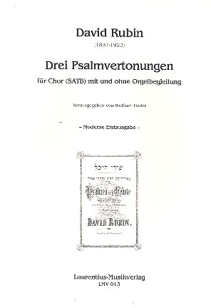 3 Psalmvertonungen  für gem Chor und Orgel (z.T. a cappella)  Partitur (hebr)