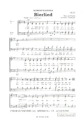 Bierlied  für gem Chor a cappella  Partitur