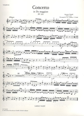 Konzert C-Dur RV399&nbsp;&nbsp;für Violoncello, Streicher und Bc&nbsp;&nbsp;Violine 2