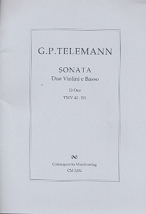 Sonate D-Dur TWV42:D1  für 2 Violinen und Bc  Partitur und Stimmen (Bc nicht ausgesetzt)