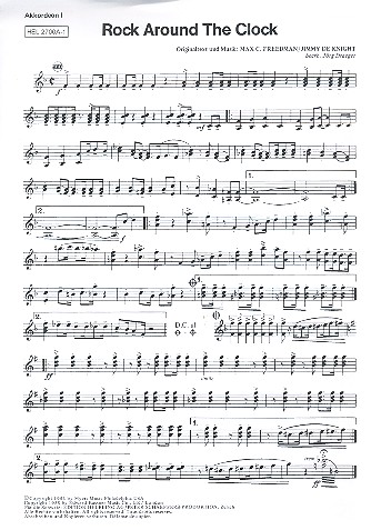 Rock around the Clock:&nbsp;&nbsp;für Akkordeonorchester&nbsp;&nbsp;Stimmen (Akkordeon 1-3, Electronium)