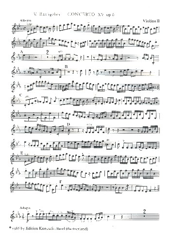 Konzert Es-Dur op.6,15  für 2 Clarini (Trompeten), 2 Violinen, Violoncello und Orgel  Violine 2