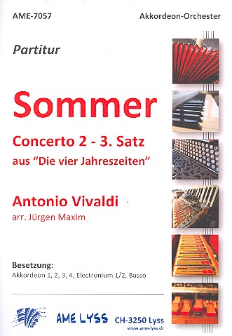 Sommer op.8,2 RV315 (3. Satz)  für Akkordeonorchester  Partitur