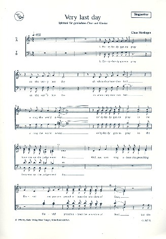 Very last Day  für gem Chor und Klavier  Chorpartitur