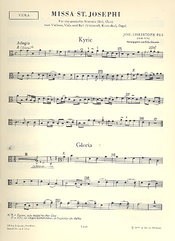 Missa St. Josephi  für gem Chor und Orchester  Viola