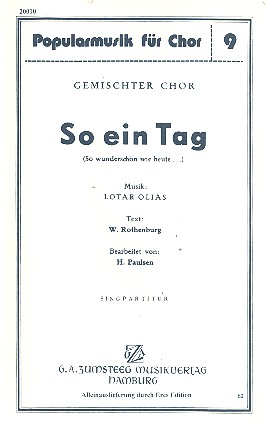 So ein Tag so wunderschön wie heute  für gem Chor a cappella  Partitur