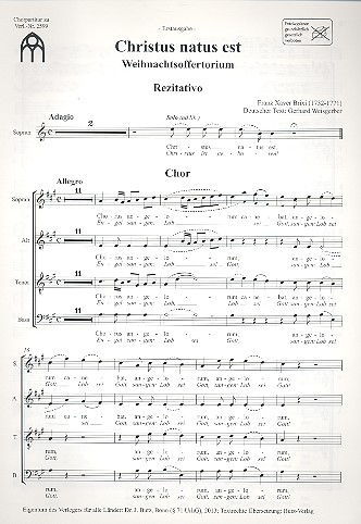 Christus natus est  für gem Chor, Streicher und Orgel (2 Hörner ad lib)  Chorpartitur