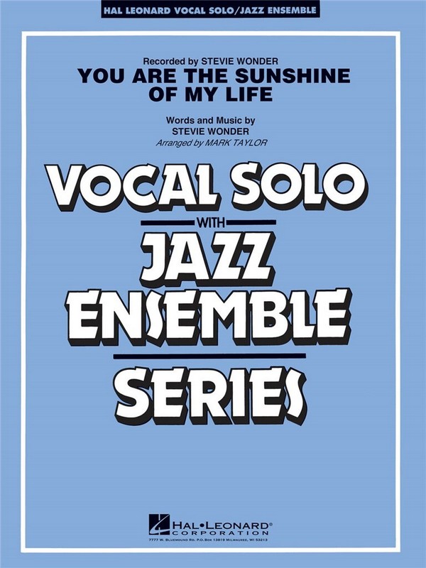 You are the Sunshine of my Life:  for voice and jazz ensemble  score and parts