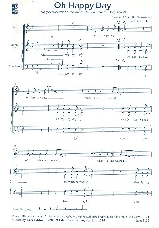 Oh happy Day  für gem Chor a cappella  Partitur