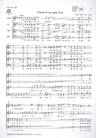 Vollendet ist das grosse Werk&nbsp;&nbsp;gem Chor und Orchester (Orgel)&nbsp;&nbsp;Chorpartitur