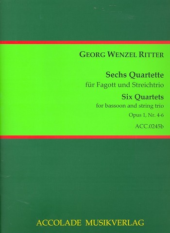 6 Quartette op.1 Band 2 (Nr.4-6)  für Fagott, Violine, Viola und Violoncello  Partitur und Stimmen