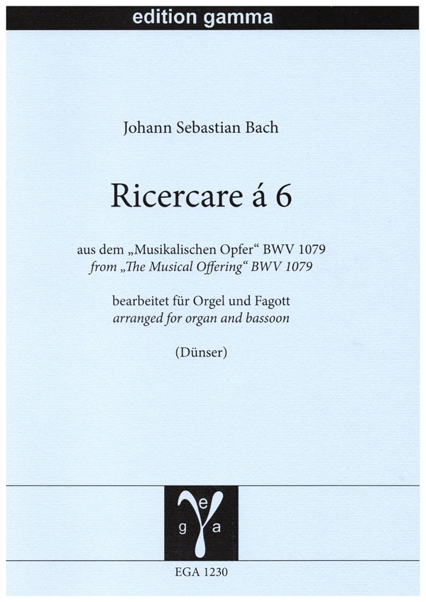 Ricercare à 6 BWV1079  für Orgel und Fagott (Violoncello/Baritonsaxophon)  Stimmen