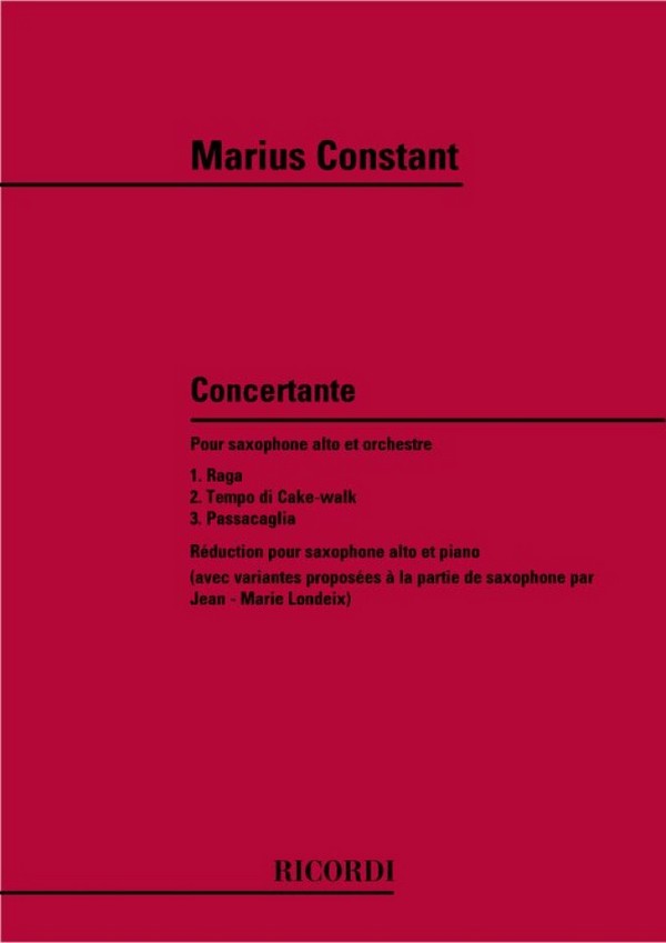 Concertante for Alto Saxophone and Orchestra&nbsp;&nbsp;for alto saxophone and piano&nbsp;&nbsp;
