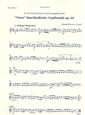 Neue saarländische Zupfmusik op.66  für Zupforchester  Mandoline 1