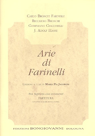 Arie di Farinelli  per soprano con strumenti  partitura