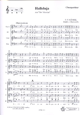 Halleluja&nbsp;&nbsp;für gem Chor, kleines Orchester und Orgel&nbsp;&nbsp;Chorpartitur (dt)