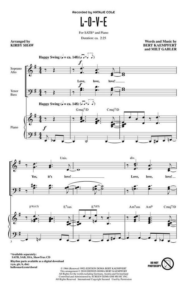 L - O - V - E&nbsp;&nbsp;for mixed chorus and instruments&nbsp;&nbsp;vocal score