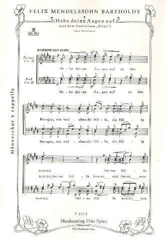 Hebe deine Augen auf  für Männerchor a cappella  Partitur