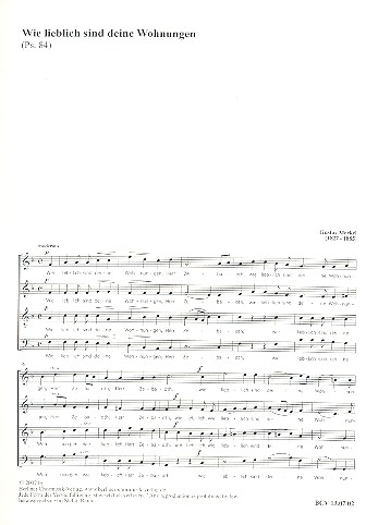 Wie lieblich sind deine Wohnungen&nbsp;&nbsp;für gem Chor a cappella&nbsp;&nbsp;Partitur