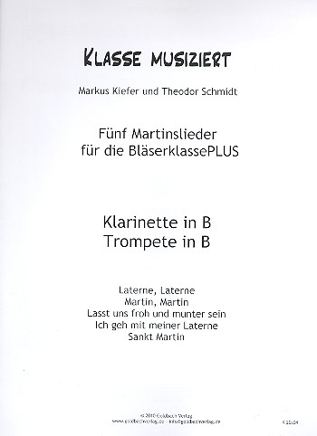 Martinslieder  für die Bläserklasse PLUS  Klarinette/Trompete