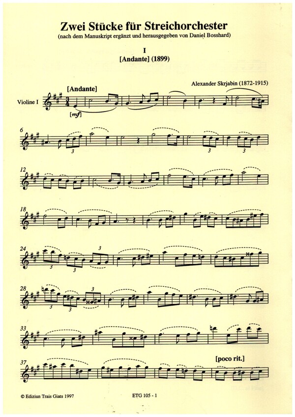2 Stücke  für Streichorchester  Violine 1