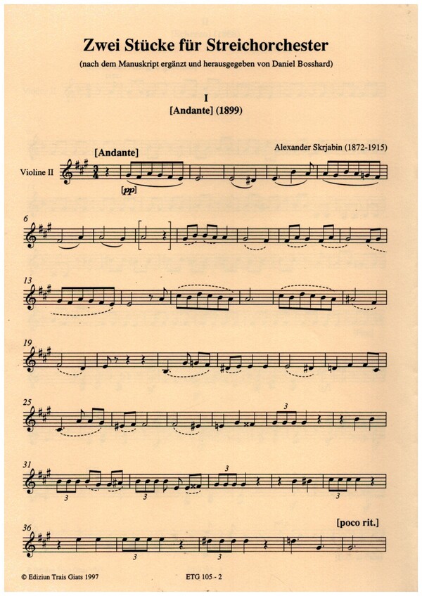 2 Stücke  für Streichorchester  Violine 2