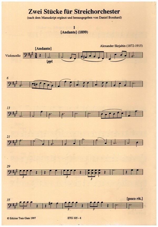 2 Stücke  für Streichorchester  Violoncello