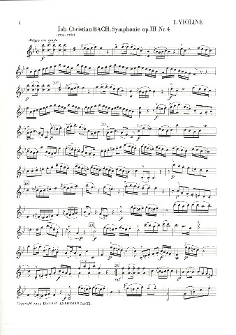 Sinfonie B-Dur op.3,4  für Kammerorchester  Violine 1