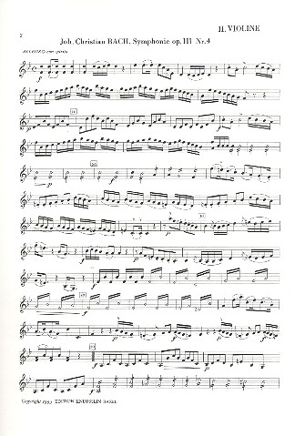 Sinfonie B-Dur op.3,4  für Kammerorchester  Violine 2