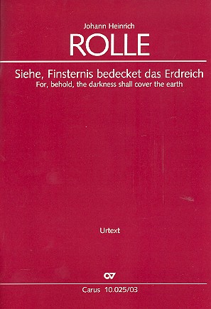 Siehe Finsternis bedecket das Erdreich  für Soli, gem Chor und Orchester  Klavierauszug (dt)