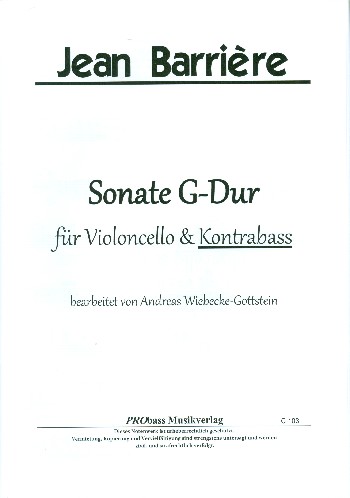 Sonate G-Dur  für Violoncello und Kontrabass  Stimmen