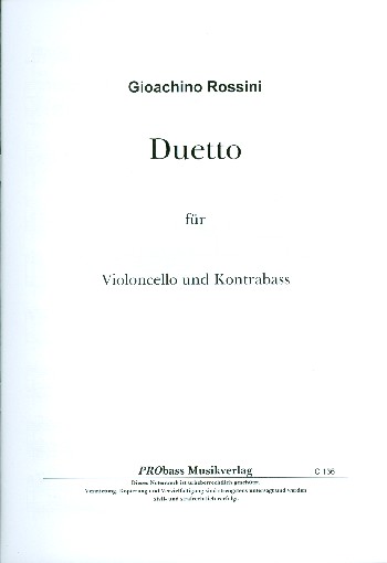Duetto  für Violoncello und Kontrabass (Orchesterstimmung)  Partitur und Stimmen