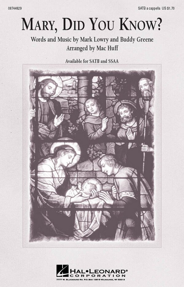 Mary did you know  for mixed chorus a cappella  score