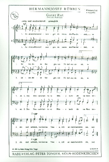 Guter Rat  für Männerchor a cappella  Partitur