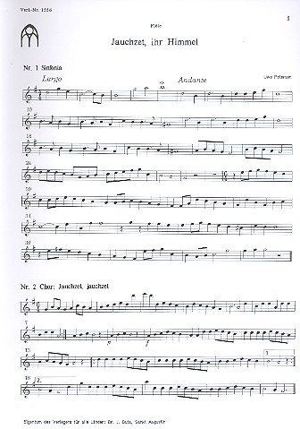 Jauchzet ihr Himmel&nbsp;&nbsp;für Sopran, gem Chor, Flöte, Streicher und Orgel&nbsp;&nbsp;Stimmenset