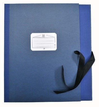 Notenmappe Din A4 blau 8cm Rücken  mit Seitenklappen und Bänderverschluss  
