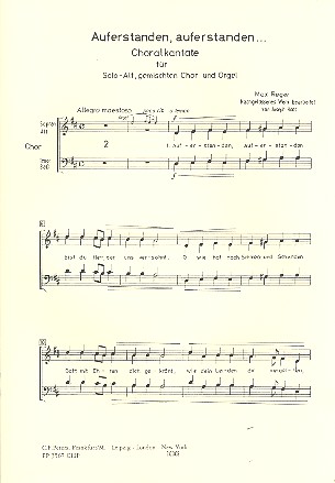 Auferstanden auferstanden&nbsp;&nbsp;für Alt, gem Chor und Orgel&nbsp;&nbsp;Chorpartitur