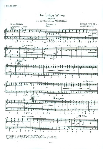 Die lustige Witwe (Potpourri)&nbsp;&nbsp;für Akkordeonorchester&nbsp;&nbsp;Akkordeon4/Bass