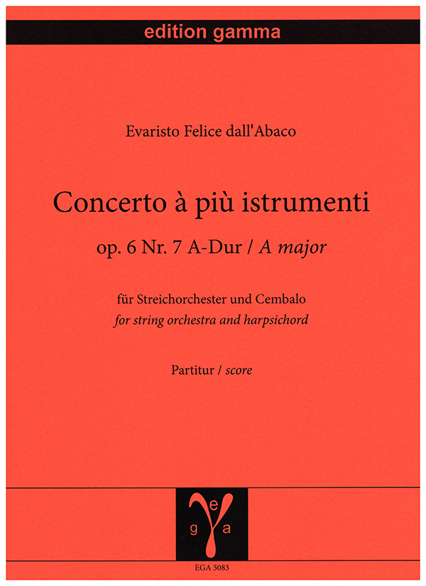 Konzert A-Dur op.6,7  für Streichorchester und Cembalo  Partitur