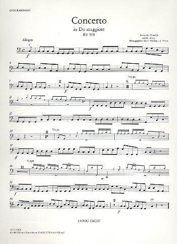 Konzert C-Dur RV399&nbsp;&nbsp;für Violoncello, Streicher und Bc&nbsp;&nbsp;Kontrabass