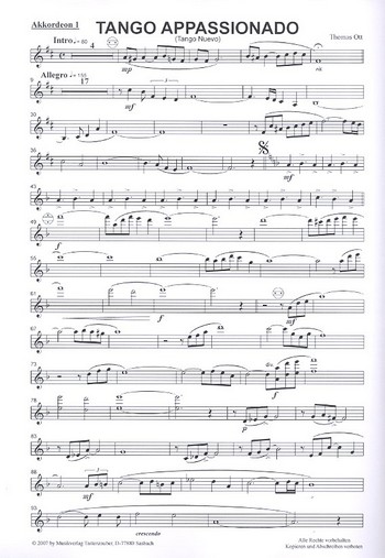 Tango appassionado  für Akkordeonorchester  Stimmensatz