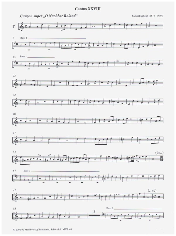 Fünfstimmige Instrumentalsätze  für 5 Blockflöten (SSATB)  3. Stimme (Alt)