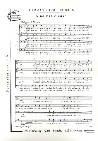 Sing mal wieder  für Männerchor a cappella  Partitur