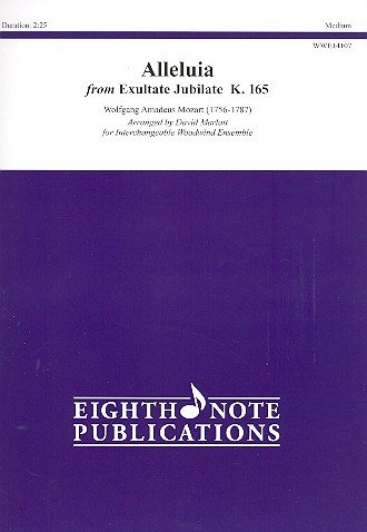 Alleluia fro, Exultat jubilate KV165&nbsp;&nbsp;for flexible 5-part woodwind ensemble&nbsp;&nbsp;score and parts