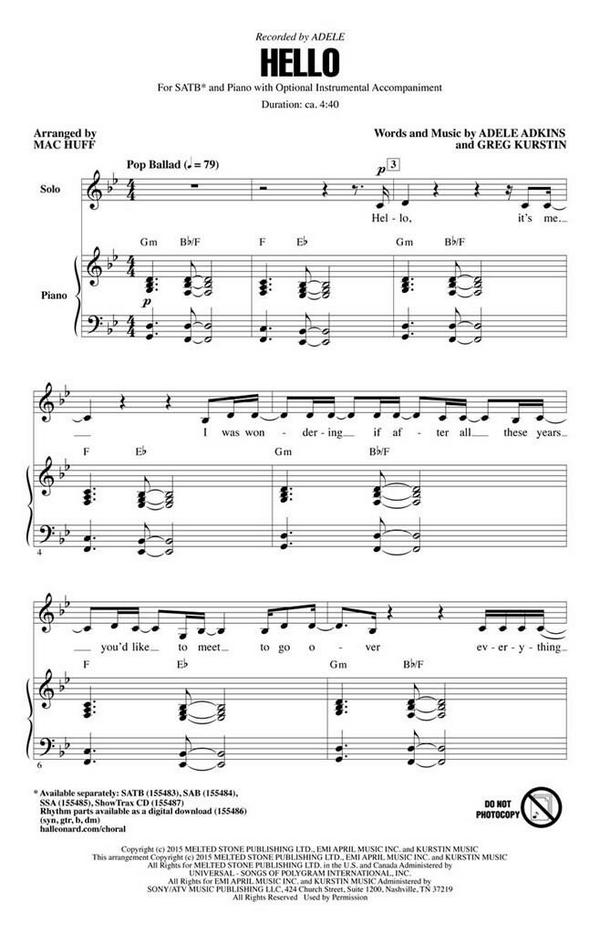 Hello&nbsp;&nbsp;for mixed chorus (SATB) and instruments&nbsp;&nbsp;vocal score