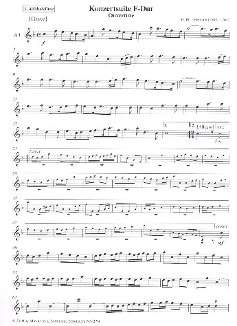 Ouvertüre zur Konzertsuite F-Dur&nbsp;&nbsp;für 4 Blockflöten (AATB) (Bc ad lib)&nbsp;&nbsp;Altblockflöte 1