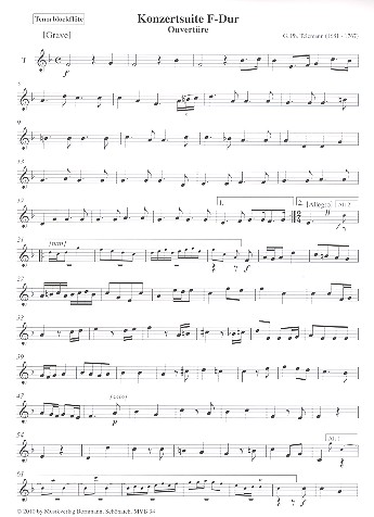 Ouvertüre zur Konzertsuite F-Dur&nbsp;&nbsp;für 4 Blockflöten (AATB) (Bc ad lib)&nbsp;&nbsp;Tenorblockflöte