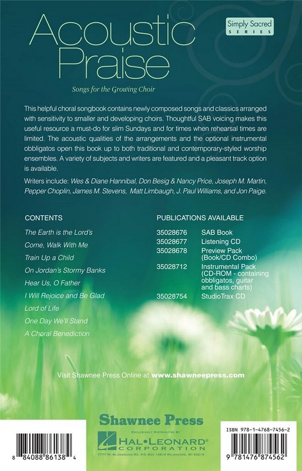 Acoustic Praise&nbsp;&nbsp;for mixed chorus (SAM) and instruments&nbsp;&nbsp;vocal score